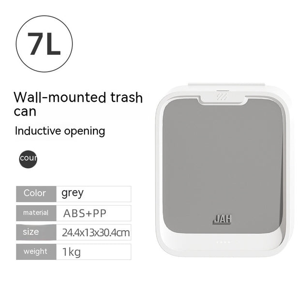 Light Luxury Kitchen Inductive Ashbin Wall Hanging Household Toilet With Lid Wood Grain Smart Hanging Storage