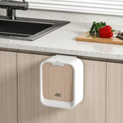 Light Luxury Kitchen Inductive Ashbin Wall Hanging Household Toilet With Lid Wood Grain Smart Hanging Storage