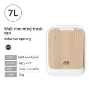 Light Luxury Kitchen Inductive Ashbin Wall Hanging Household Toilet With Lid Wood Grain Smart Hanging Storage